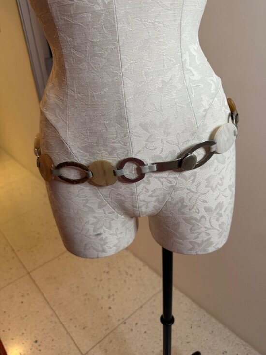Suzi Roher Womens Silver Tone Discs Bohemian Circle-link Waist Belt OS Vintage main image 11